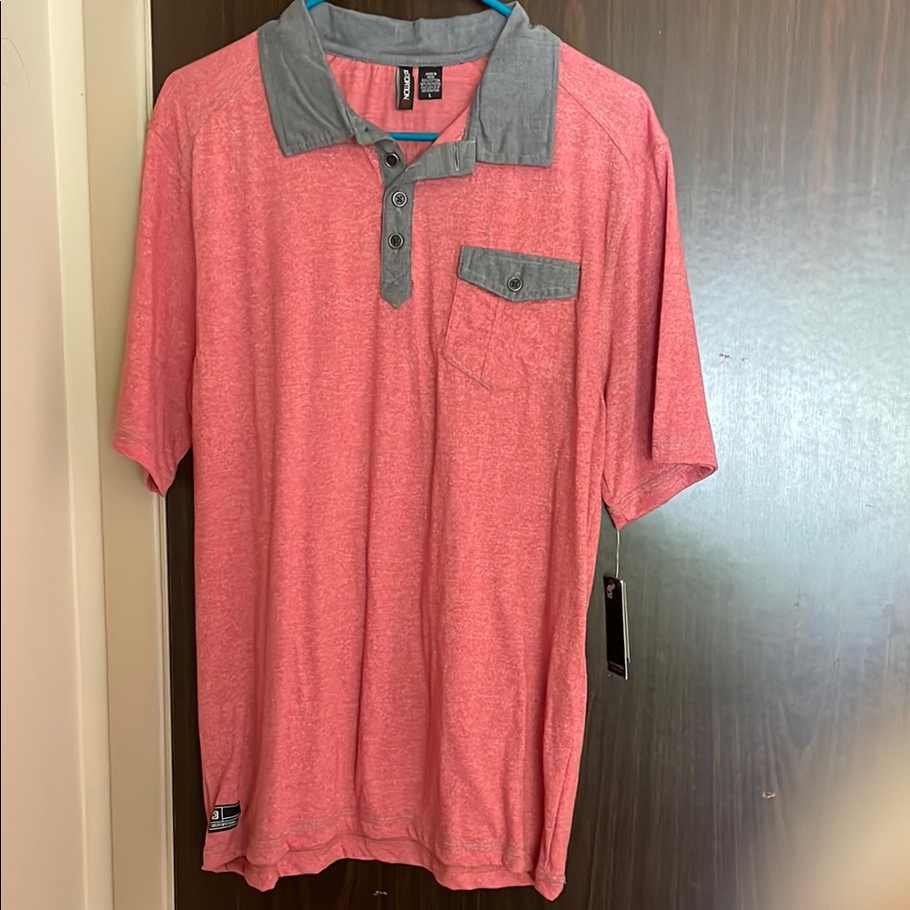 Men's Red Polo Shirt with Gray Accents NWT